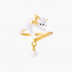 KITTY AND PEARL ADJUSTABLE RING