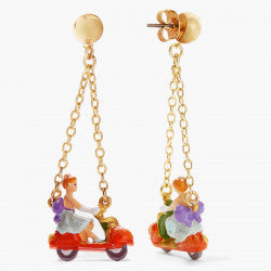 CINDERELLA AND PUMPKIN SCOOTER POST EARRINGS