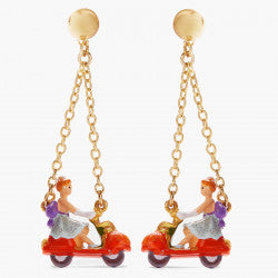 CINDERELLA AND PUMPKIN SCOOTER POST EARRINGS