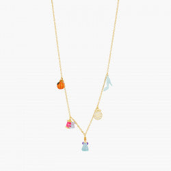 PUMPKIN, SPOOL OF THREAD AND MOUSE, CINDERELLA, CLOCK AND SLIPPER PENDANT NECKLACE