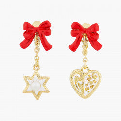 HEART AND STAR BISCUITS, AND RED BOW POST EARRINGS