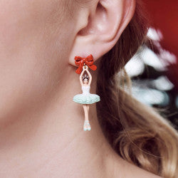 BALLERINA AND RED BOWS CLIP-ON EARRINGS