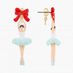 BALLERINA AND RED BOWS CLIP-ON EARRINGS