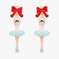 BALLERINA AND RED BOWS CLIP-ON EARRINGS