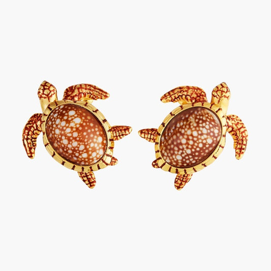 TURTLES AND SPECKLED SHELLS CLIP-ON EARRINGS