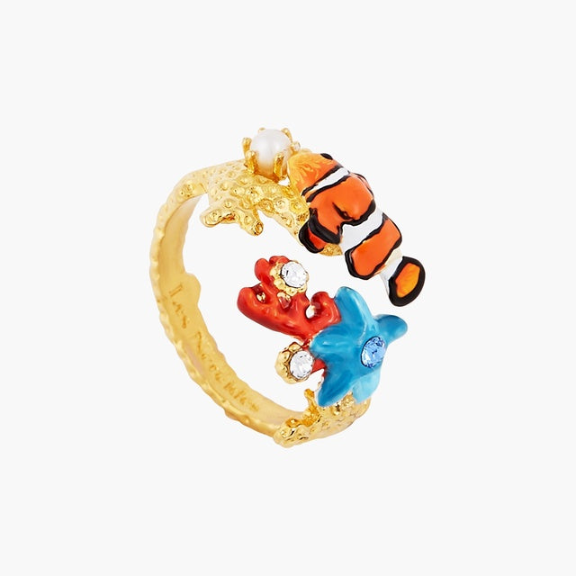 CORAL, CLOWNFISH, AND BLUE STARFISH ADJUSTABLE RING