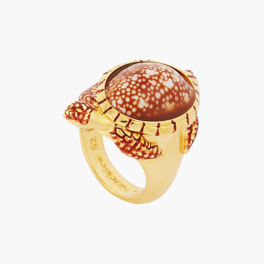 SPECKLED SHELL TURTLE COCKTAIL RING