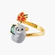 Koala, Rosebud and Faceted Glass adjustable ring