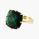 EMERALD GREEN SQUARE STONE DIAMANTINE SOLITAIRE RING