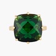 EMERALD GREEN SQUARE STONE DIAMANTINE SOLITAIRE RING