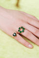 EMERALD GREEN HEART STONE DIAMANTINE SOLITAIRE RING