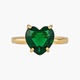 EMERALD GREEN HEART STONE DIAMANTINE SOLITAIRE RING