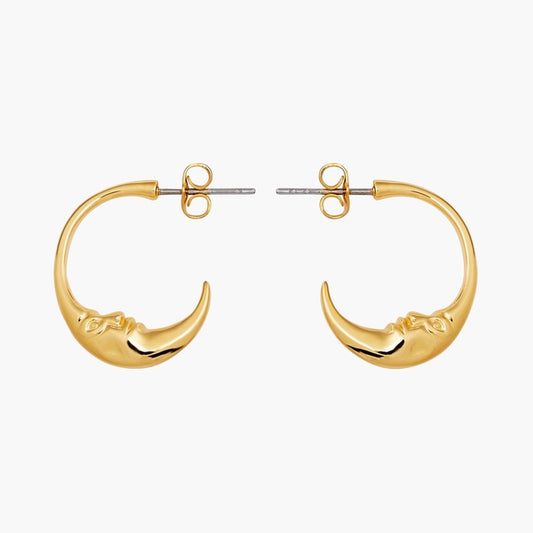 CRESCENT MOON FACE EARRINGS