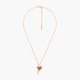 Elephant's Ear Orchid and Faceted Crystal Heart pendant necklace