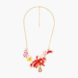 DREAM OF ORCHIDS EXOTIC ORCHIDS AND MULTICOLOUR STONES STATEMENT NECKLACE