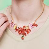 DREAM OF ORCHIDS EXOTIC ORCHIDS AND MULTICOLOUR STONES STATEMENT NECKLACE