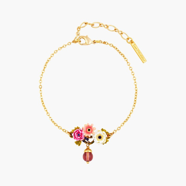 Poppy Flower And Little Acorn Thin Bracelet