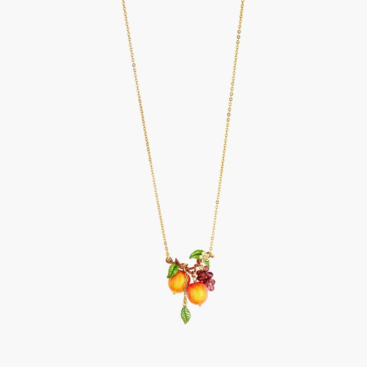 Crunchy Apples And Grape Bunch Pendant Necklace