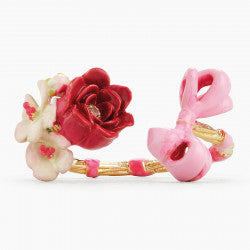 PINK BOW AND FLOWERS ADJUSTABLE RING