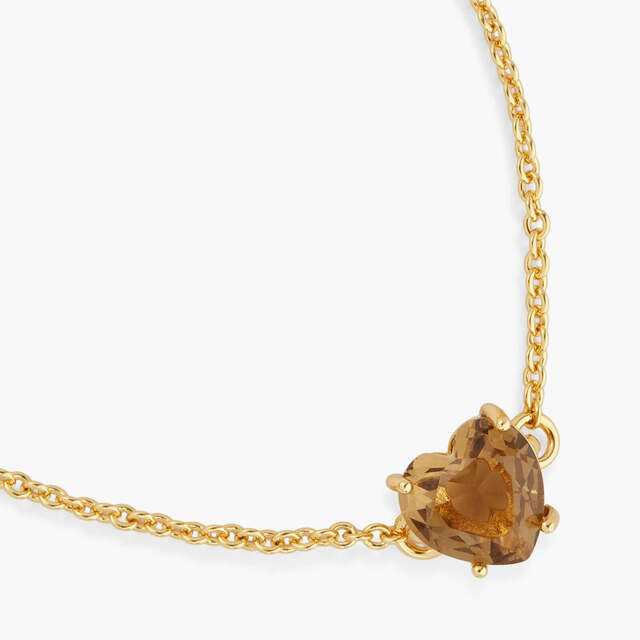GOLDEN BROWN DIAMANTINE FINE HEART BRACELET