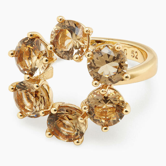 Golden brown diamantine 6 stones fine ring