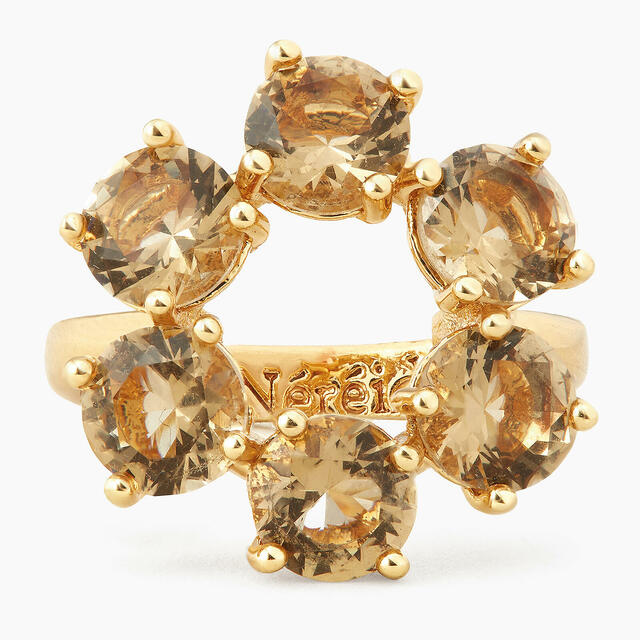 Golden brown diamantine 6 stones fine ring