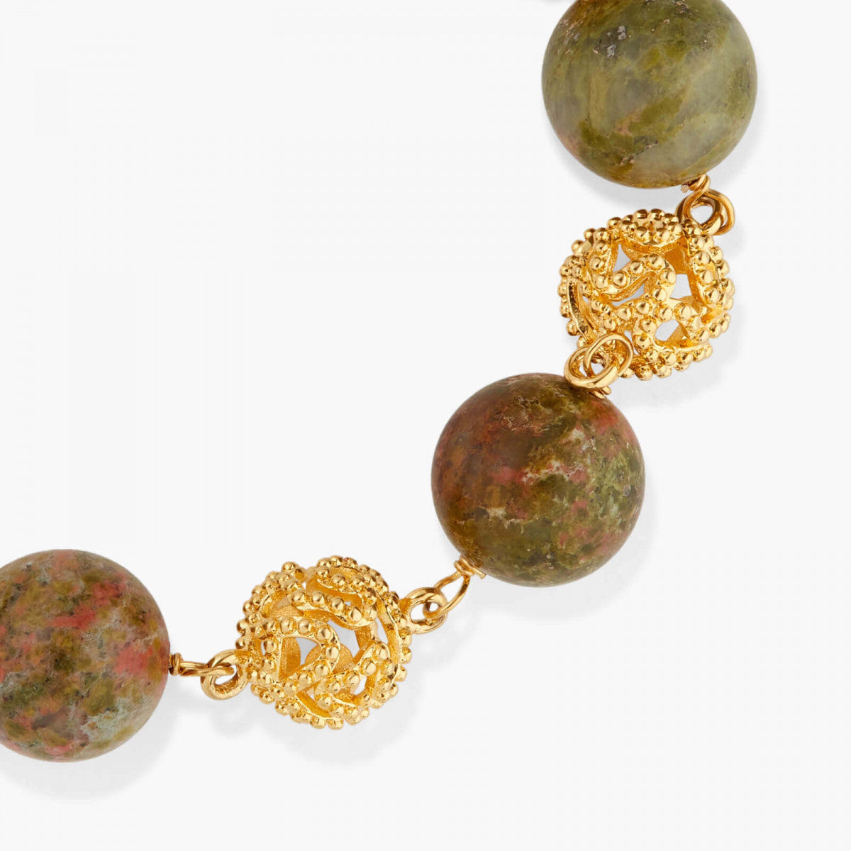 JASPER AND GOLD BEAD BRACELET