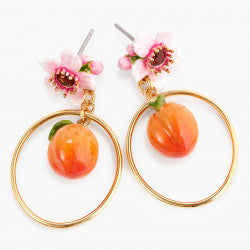 FLOWER AND APRICOT CLIP-ON POST EARRINGS