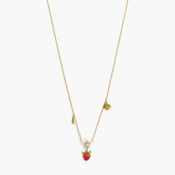 RASPBERRIES AND FLOWER PENDANT NECKLACE