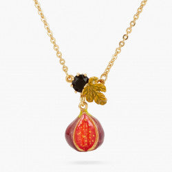 FIG AND BLACK STONE PENDANT NECKLACE
