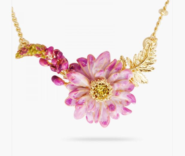 DAMAGE LUPINE AND LOTUS FLOWER STATEMENT NECKLACE
