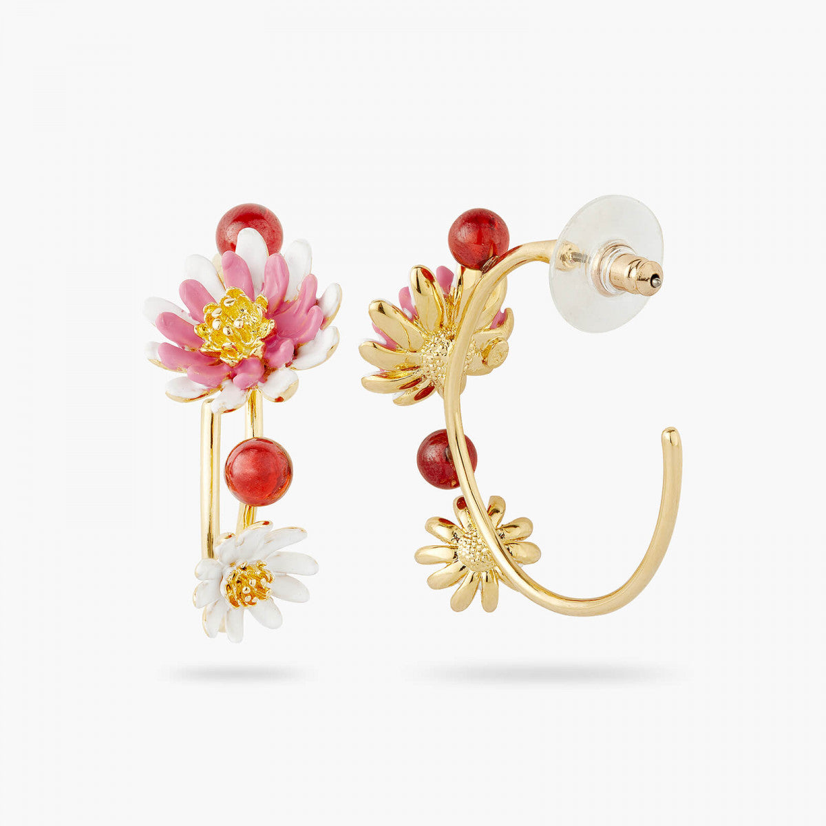 ANEMONE FLOWERY POST HOOP EARRINGS