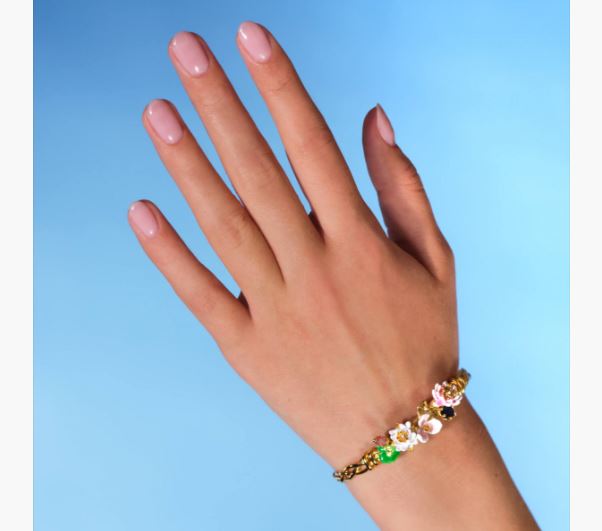 WATER LILY GARDEN AND BLUE STONE BANGLE BRACELET