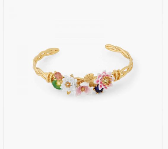 WATER LILY GARDEN AND BLUE STONE BANGLE BRACELET