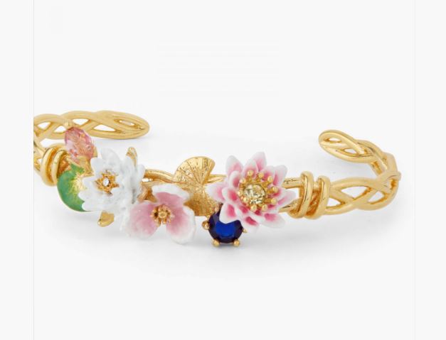 WATER LILY GARDEN AND BLUE STONE BANGLE BRACELET