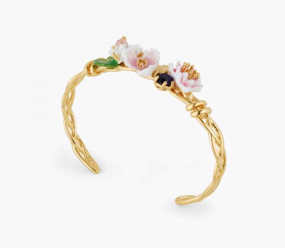 WATER LILY GARDEN AND BLUE STONE BANGLE BRACELET