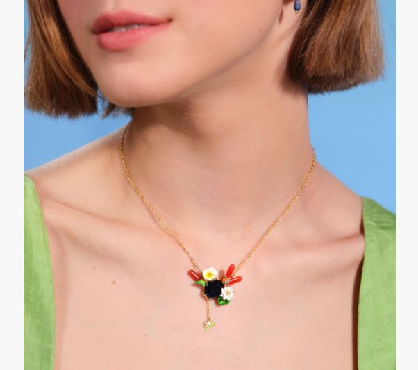 GIVERNY WATER GARDEN AND BLUE STONE STATEMENT NECKLACE