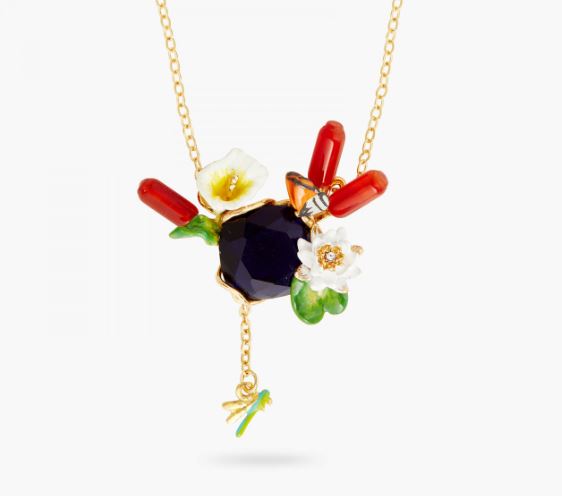 GIVERNY WATER GARDEN AND BLUE STONE STATEMENT NECKLACE