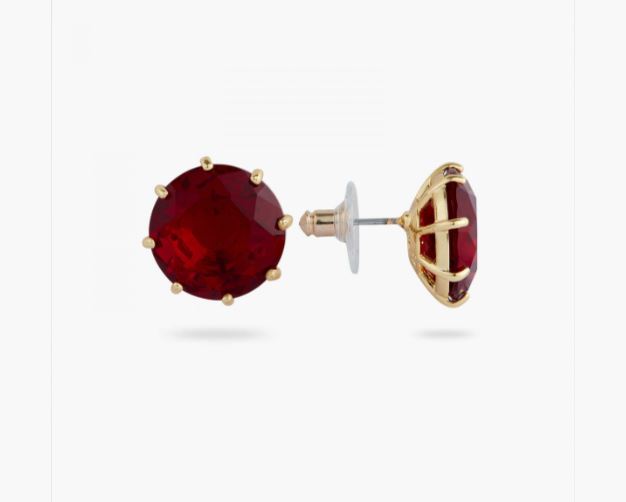 GARNET RED DIAMANTINE ROUND STONE POST EARRINGS