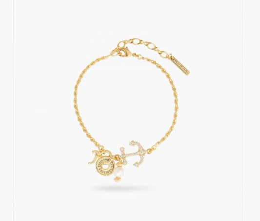 ANCHOR AND TWISTED CHAIN THIN BRACELET