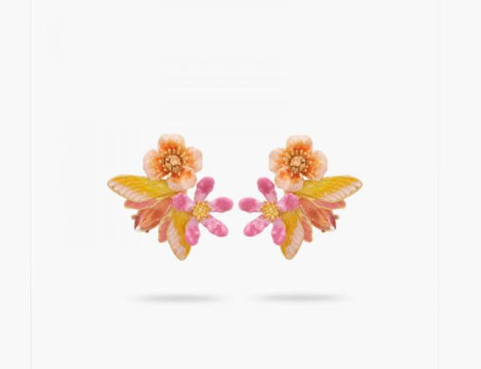 VINE BUTTERFLY AND FLOWER CLIP-ON EARRINGS