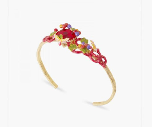 GRAPES, VINE LEAF AND BUTTERFLY BANGLE BRACELET