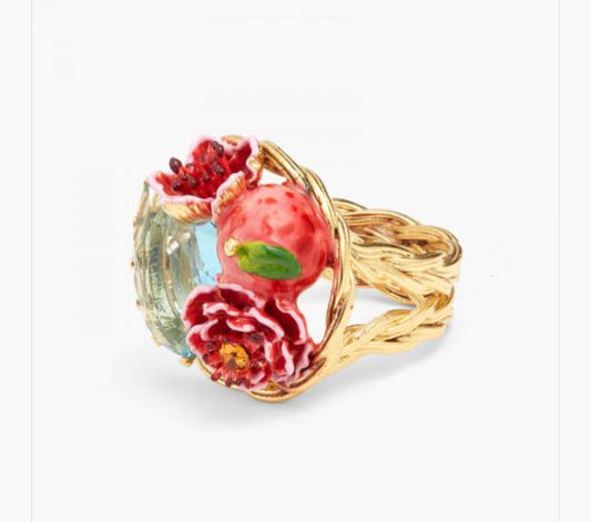 PEACH AND PEACH BLOSSOM COCKTAIL RING