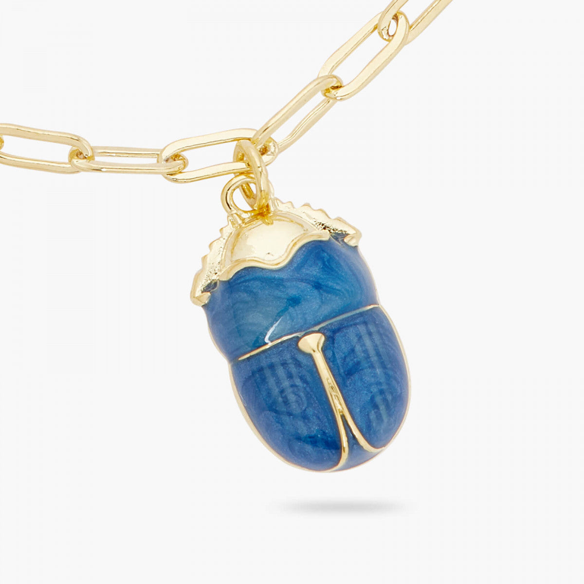 BLUE SCARAB BEETLE LINK CHAIN BRACELET