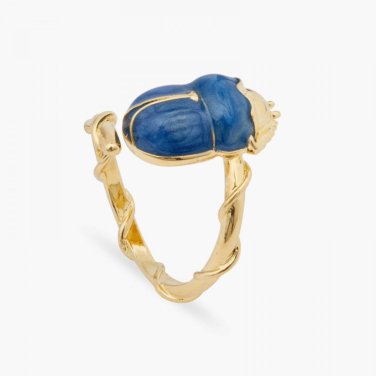 BLUE SCARAB BEETLE ADJUSTABLE RING