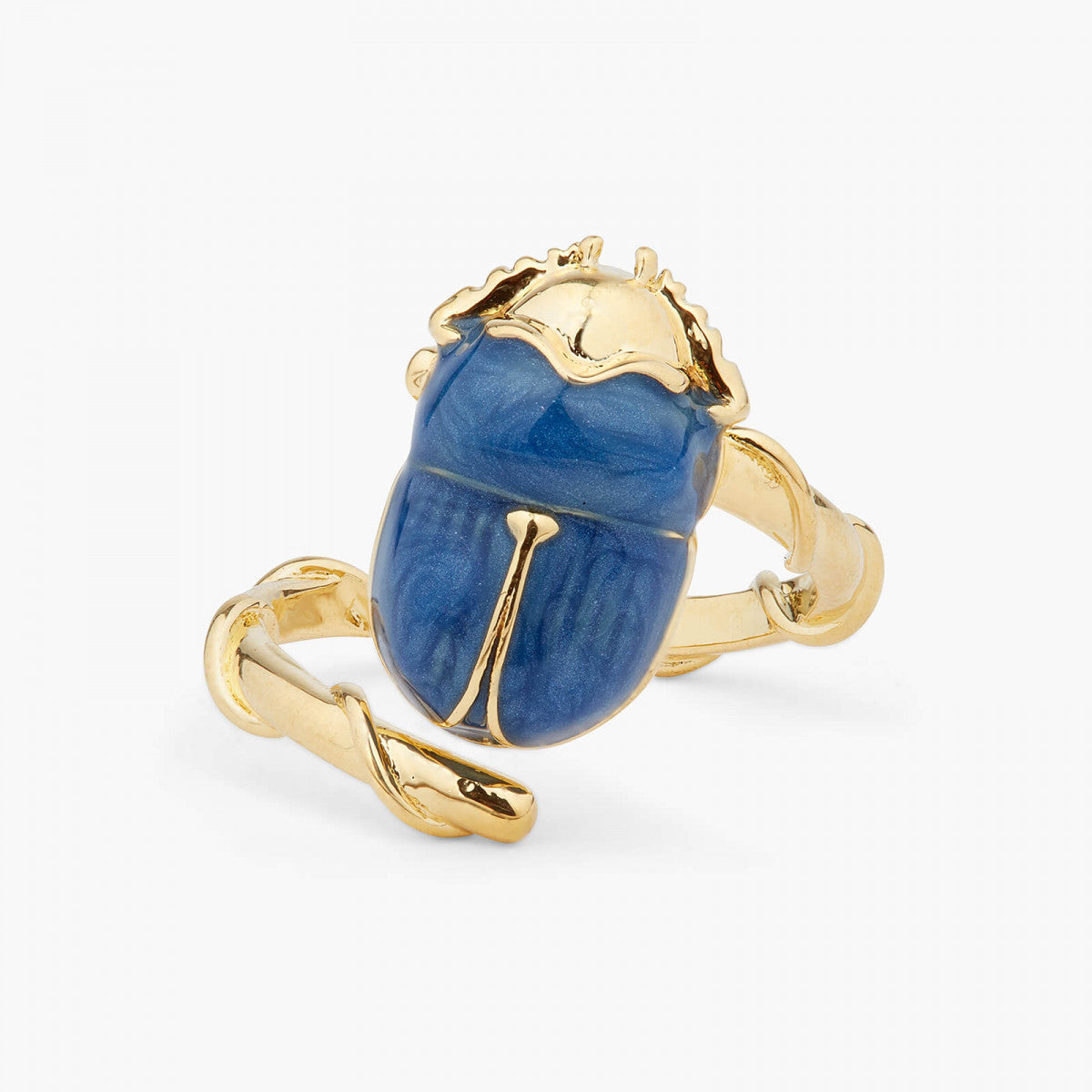 BLUE SCARAB BEETLE ADJUSTABLE RING