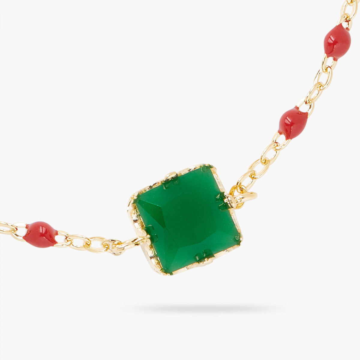 GREEN SQUARE STONE THIN BRACELET
