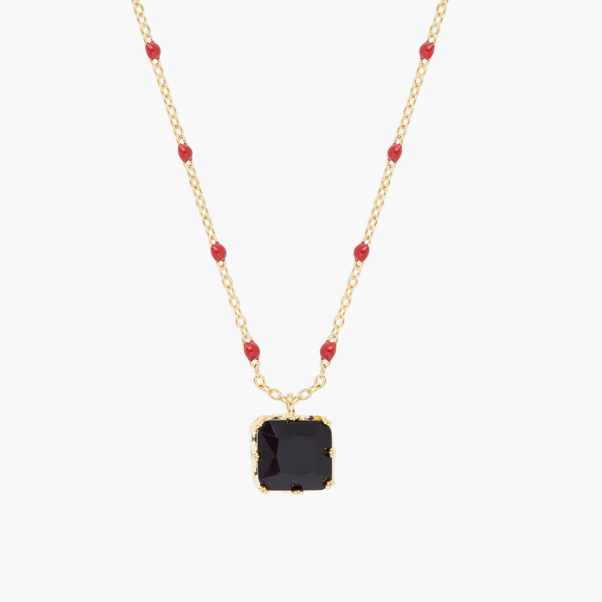 BLACK SQUARE STONE PENDANT NECKLACE