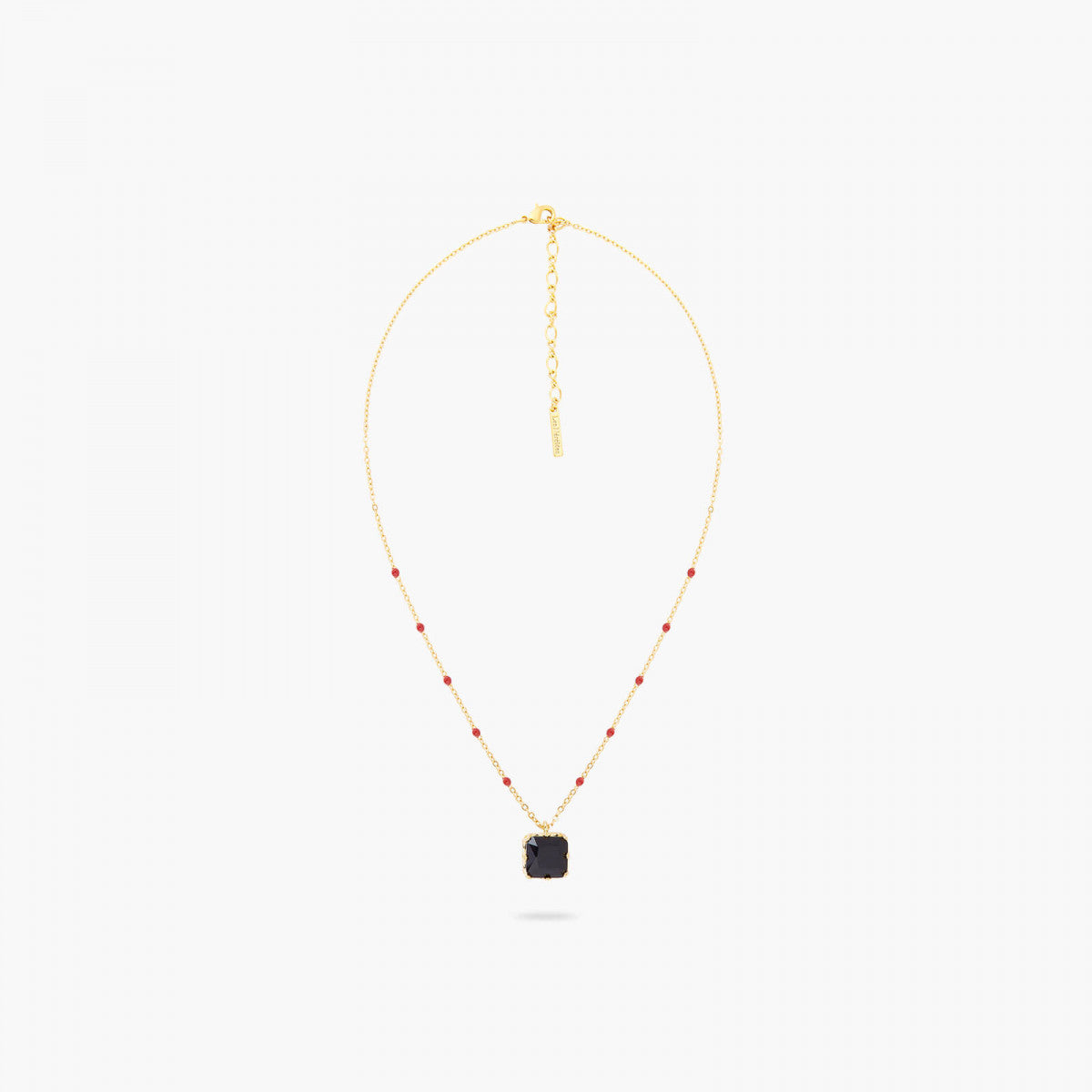 BLACK SQUARE STONE PENDANT NECKLACE