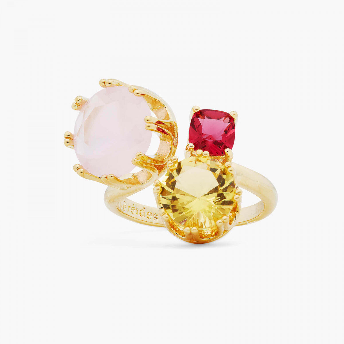 PINK AND YELLOW STONES YOU AND ME AJUSTABLE RING